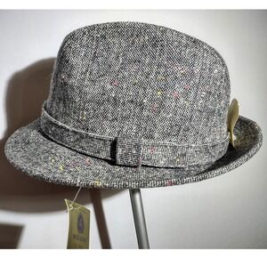 Dorfman Pacific Mens Tweed Speckled Fedora‎ Hat Size L Wool Blend